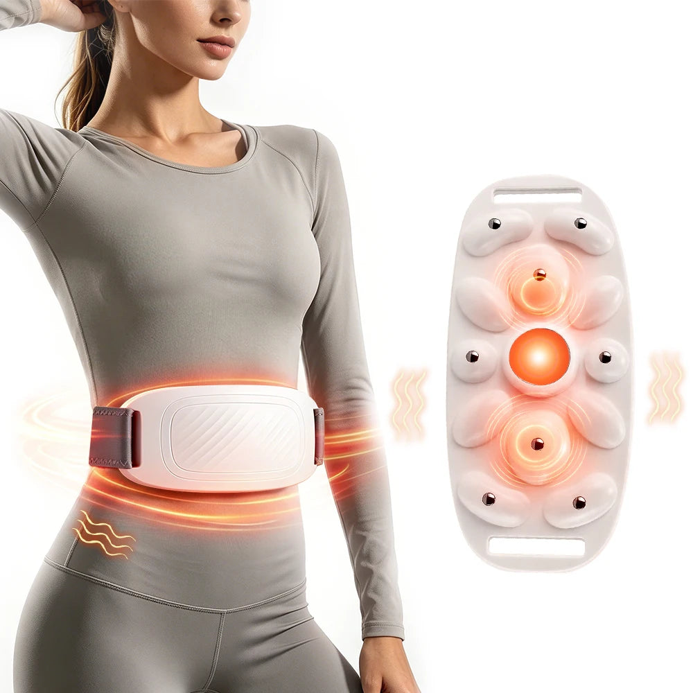 Electric Abdominal Massager with Heat, 9 Speeds 6 Modes Cordless Belly Stomach Kneading Massage Belt for Waist Back Leg