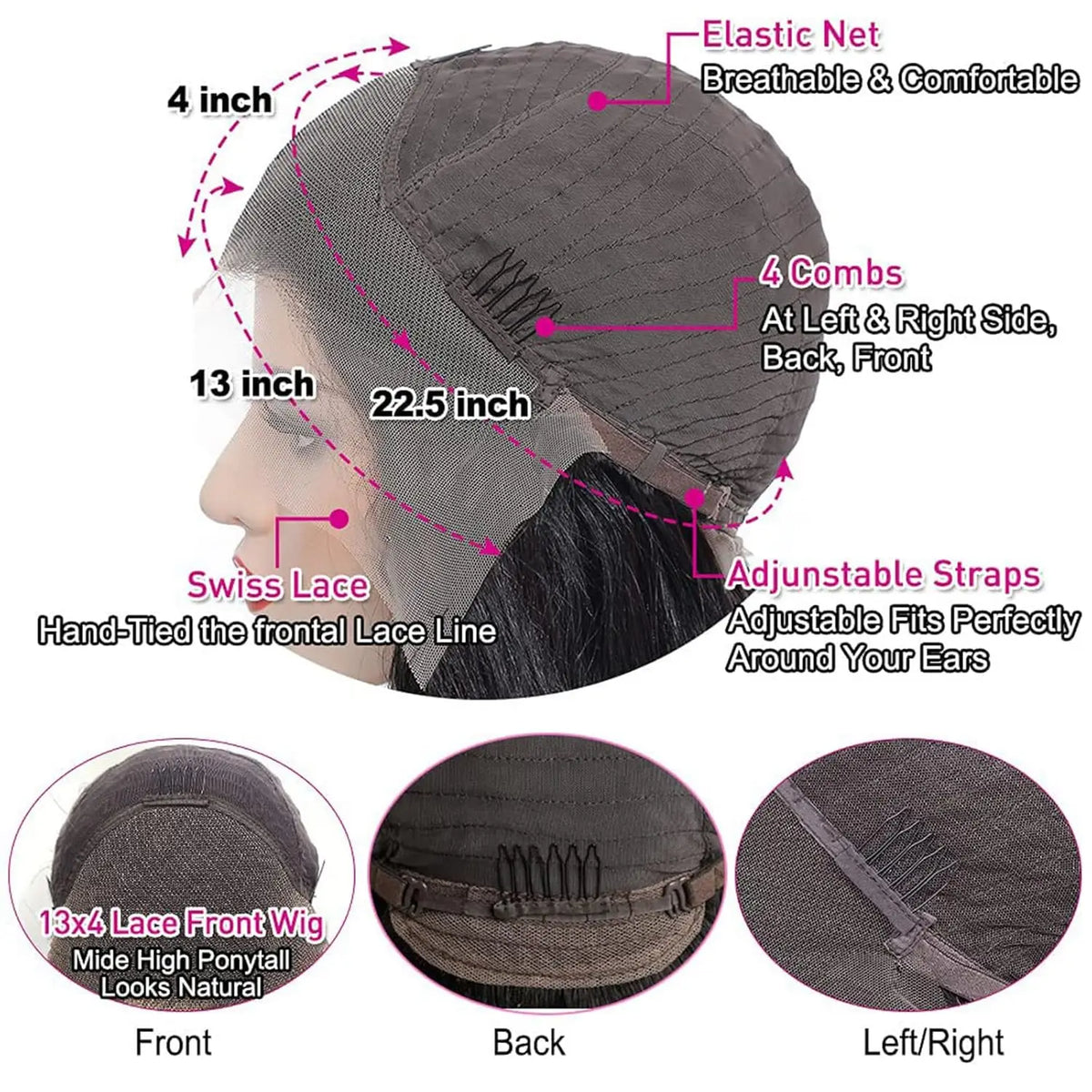 13x6 HD Lace Front Wigs 42 Inch 200% Density Straight Lace Front Wigs Human Hair Pre Plucked Straight Human Hair Wig for Women