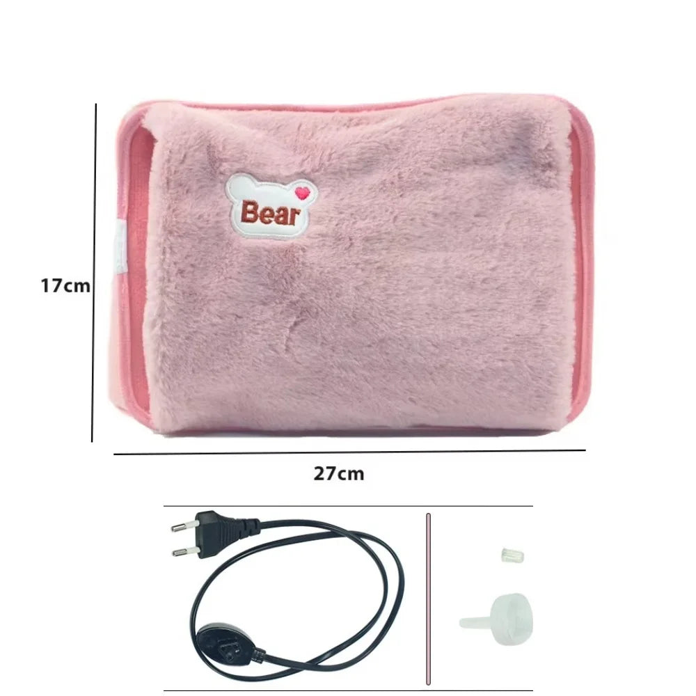 European Standard Plug Winter Warm Handbag Hot Water Bag, Reusable Plush Electric Water Bag, Charging Heating Water Bag
