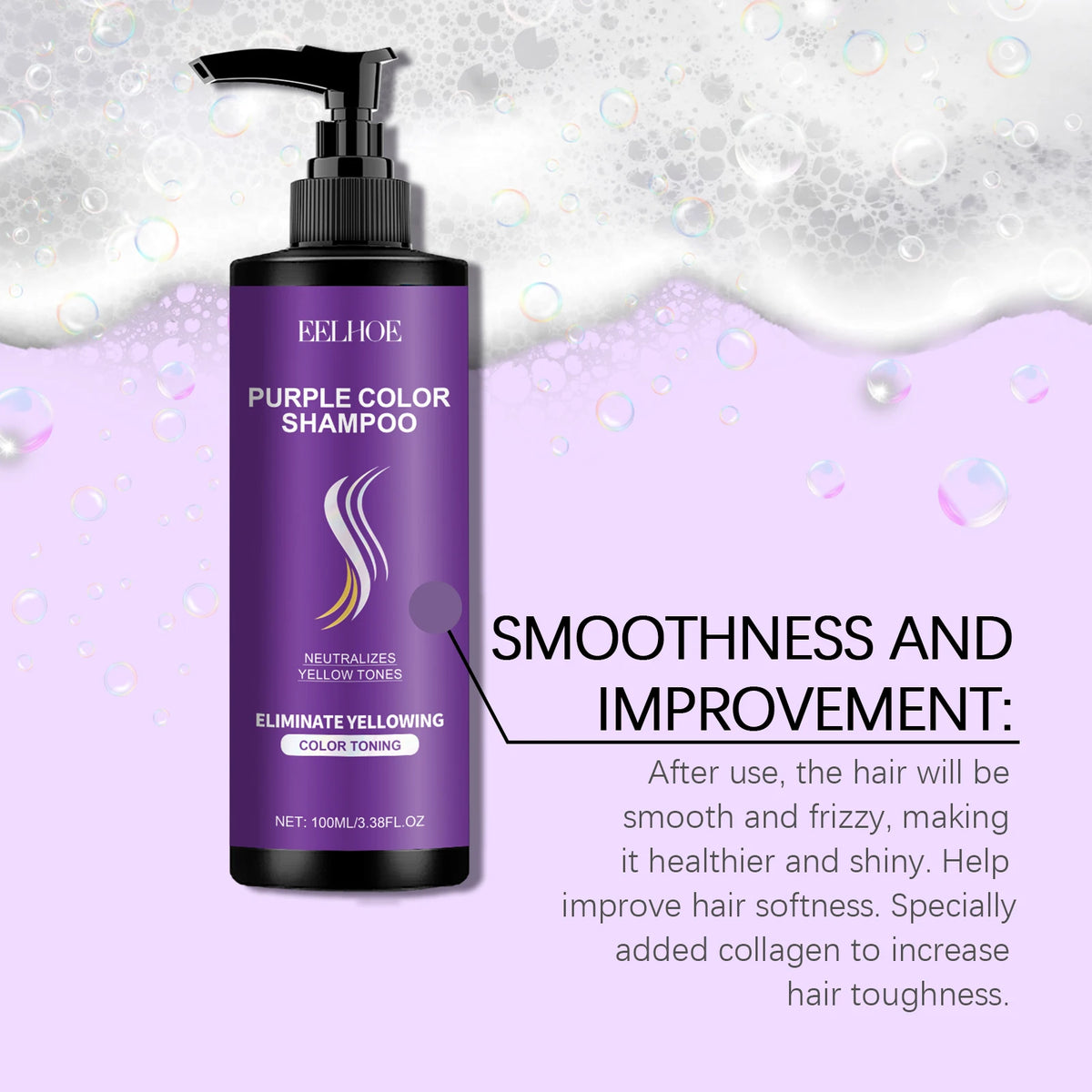 Purple Shampoo For Hair Care After Dyeing Deep Hydration Nourishing Scalp Long Lasting Lock Color Smoothing Hair Frizz Control