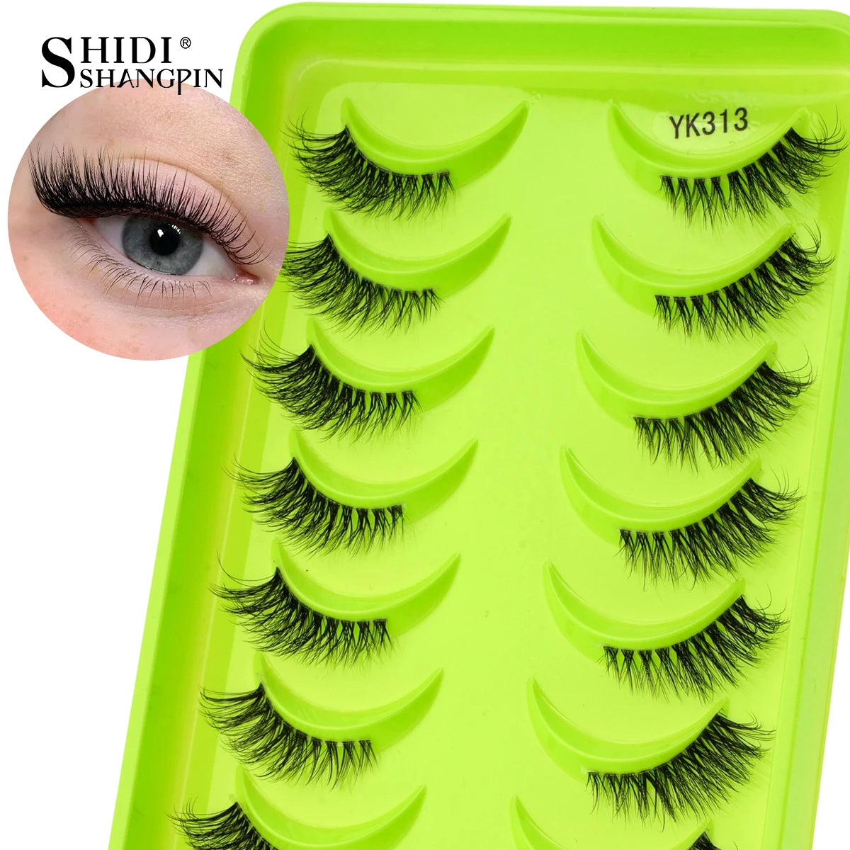 SHIDISHANGPIN 3/6/10 Pairs Half Lashes 3D Mink Lashes Faux Mink Natural Lash Soft Wispy Eyelash Dramatic False Eyelashes Makeup