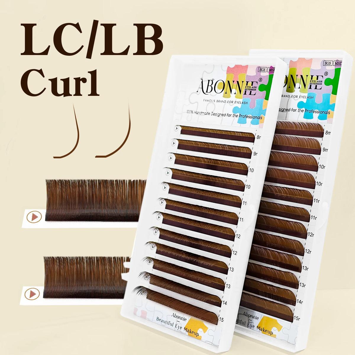 ABONNIE Cocoa Brown Eyelash Extension LC LB M L Curl Mink Individual Eyelash High Quality Brown Lashes Natural Korean Eyelashes