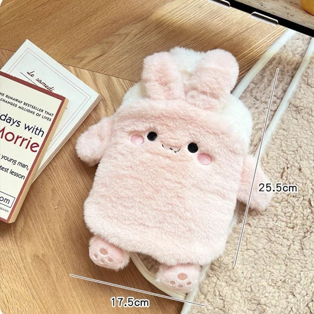 Soft Kawaii Hot Water Bottles Plush Rubber Hand Warmer Foot Belly Explosion-proof Insulating Hot Water Bag for Women Period Pain