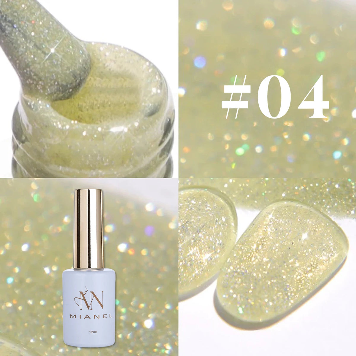 MN 1-9PCS Pink Blue White Green Color Series Gel Nail Polish With Strobe Glitter Brocade Diamond Gel Polish
