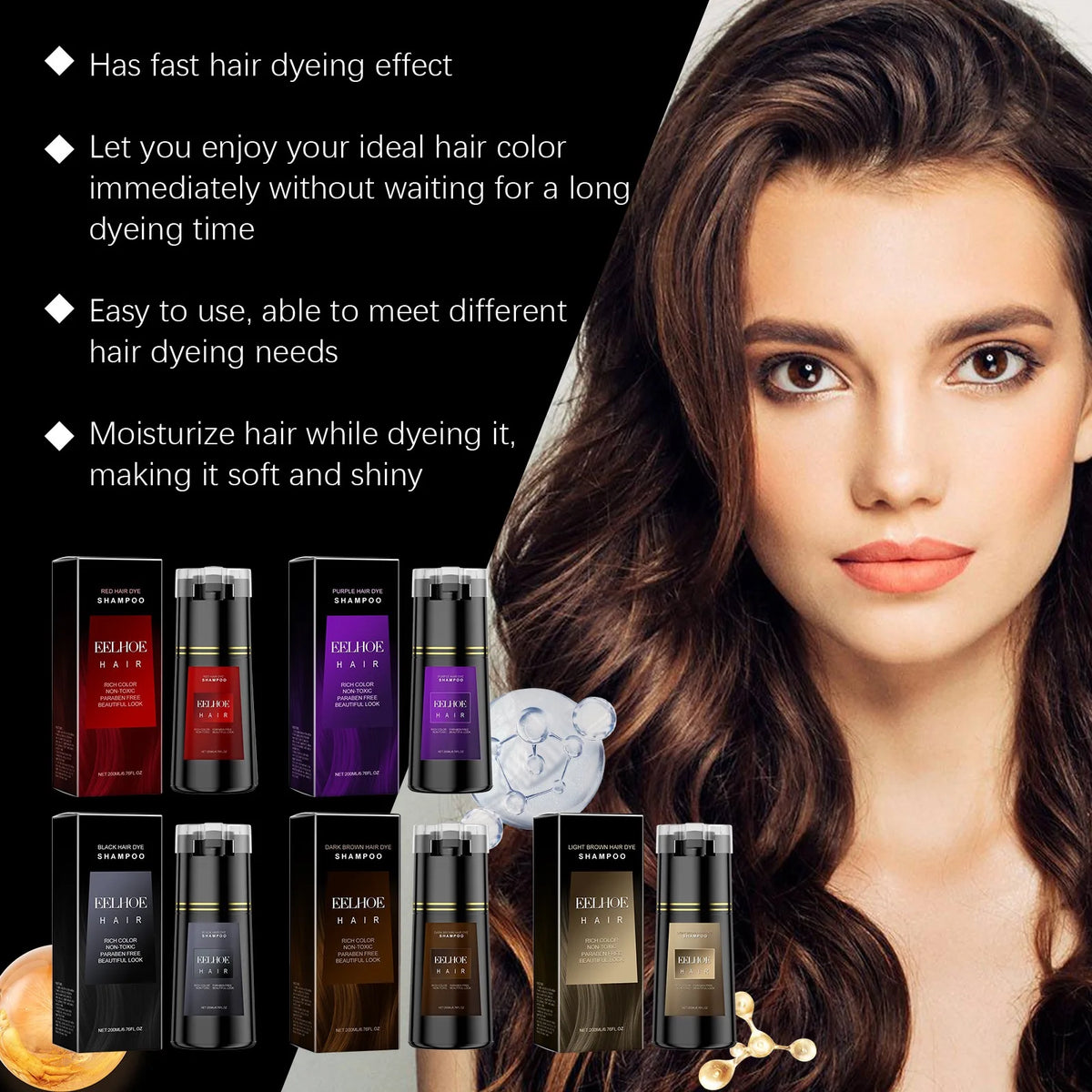 EELHOE Hair Dye Shampoo Nova Hair Instant Dye Shampoo Men Women Quick Easy Safe Hair Color Gray Hair  Coverage Nourish Scalp