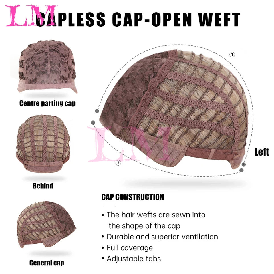 LM Light Blonde Wave Hair Wig Synthetic Long Wavy Wigs with Bangs for Women Cosplay Natural High Temperature Fiber
