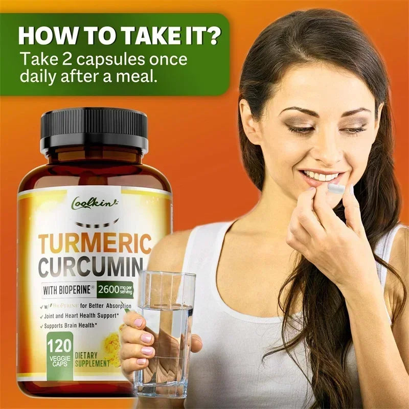 Turmeric Curcumin Capsules, Contains 95% Curcumin, Energy Supplement, Support Bone, Joint Health, Anti-inflammatory, Antioxidant