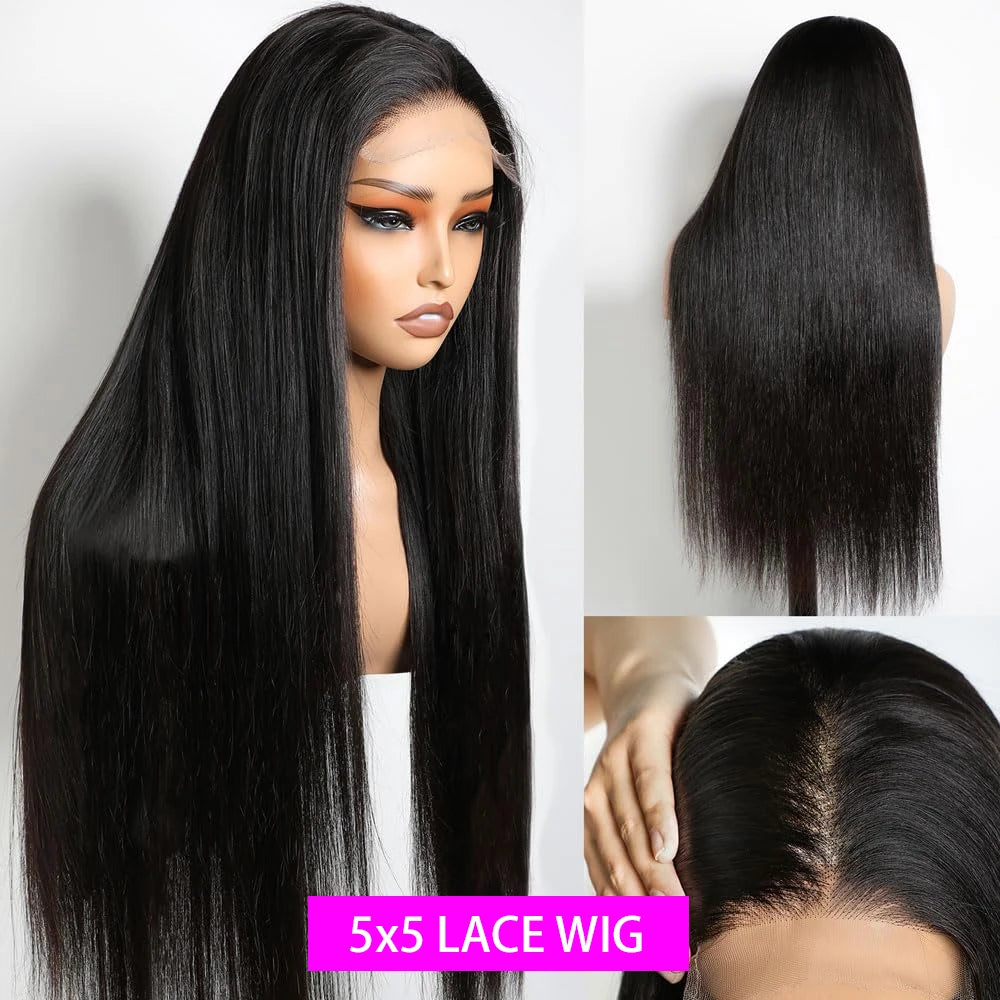 13x6 HD Lace Front Wigs 42 Inch 200% Density Straight Lace Front Wigs Human Hair Pre Plucked Straight Human Hair Wig for Women