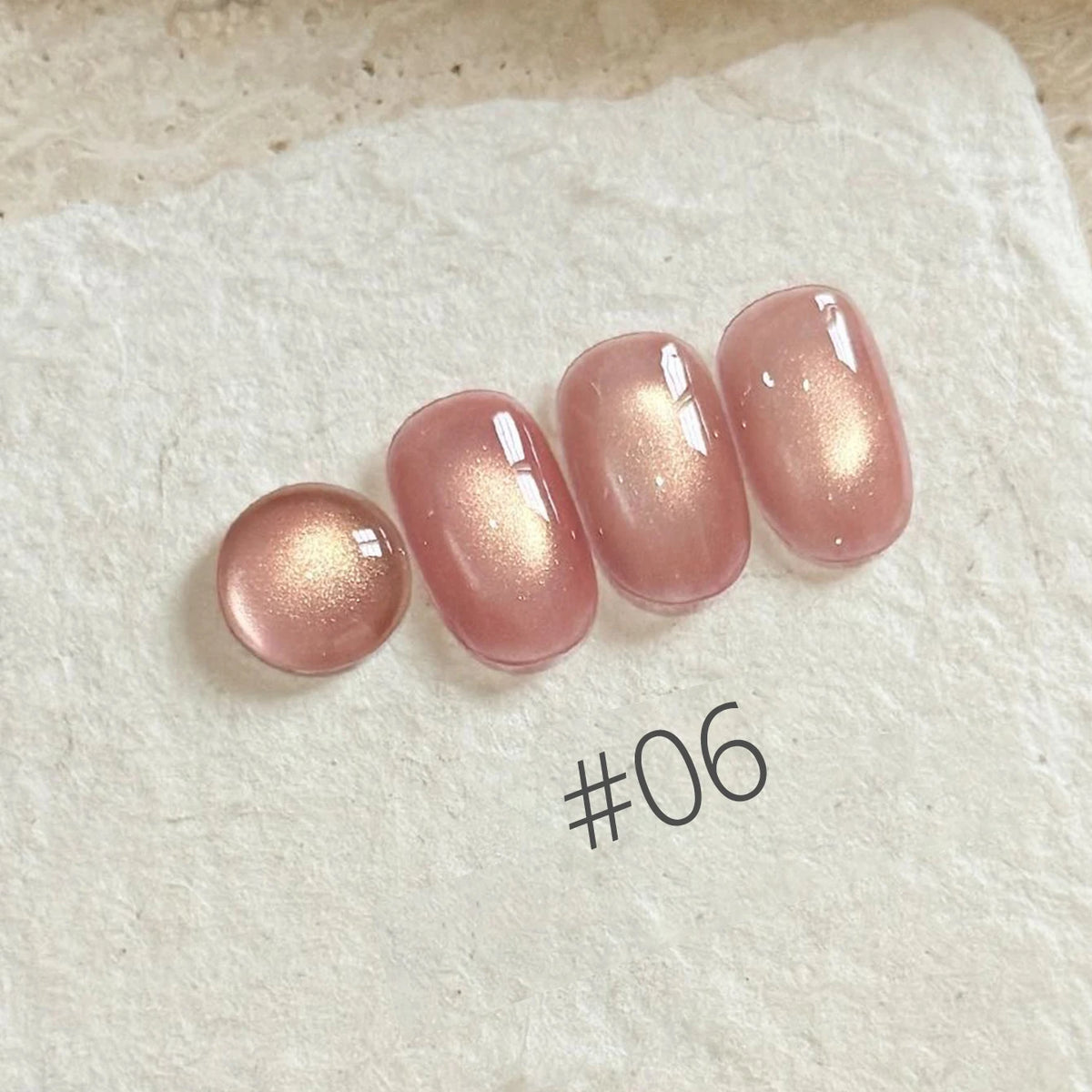 MN 10ML 1-16PCS Moonlight Ballet Magnet Cat Eye Nail Polish Gel Nude Pink Style With Gold Glass Beads Cat Eye Look Nail Polish