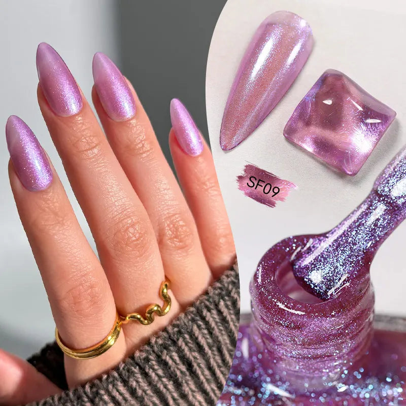 LILYCUTE 7ml Auroras Glitter Nail Polish No Need of UV/LED Lamp Nail Supplies Vernis White Pink Silver Pearl Effect for Nails