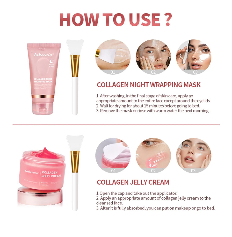Peel Off Overnight Facial Mask Collagen Jelly Cream Night Wrapping Mask Sheet Mask Hydrating Moisturizing Facial Christmas Gift
