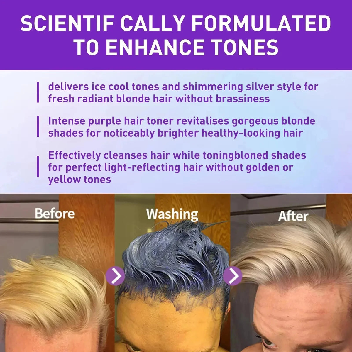 Color Fixing Purple Shampoo Lock Color Cover Gray Hair Fade Yellow After Bleach Hair Dye Long Lasting Non-irritating Care