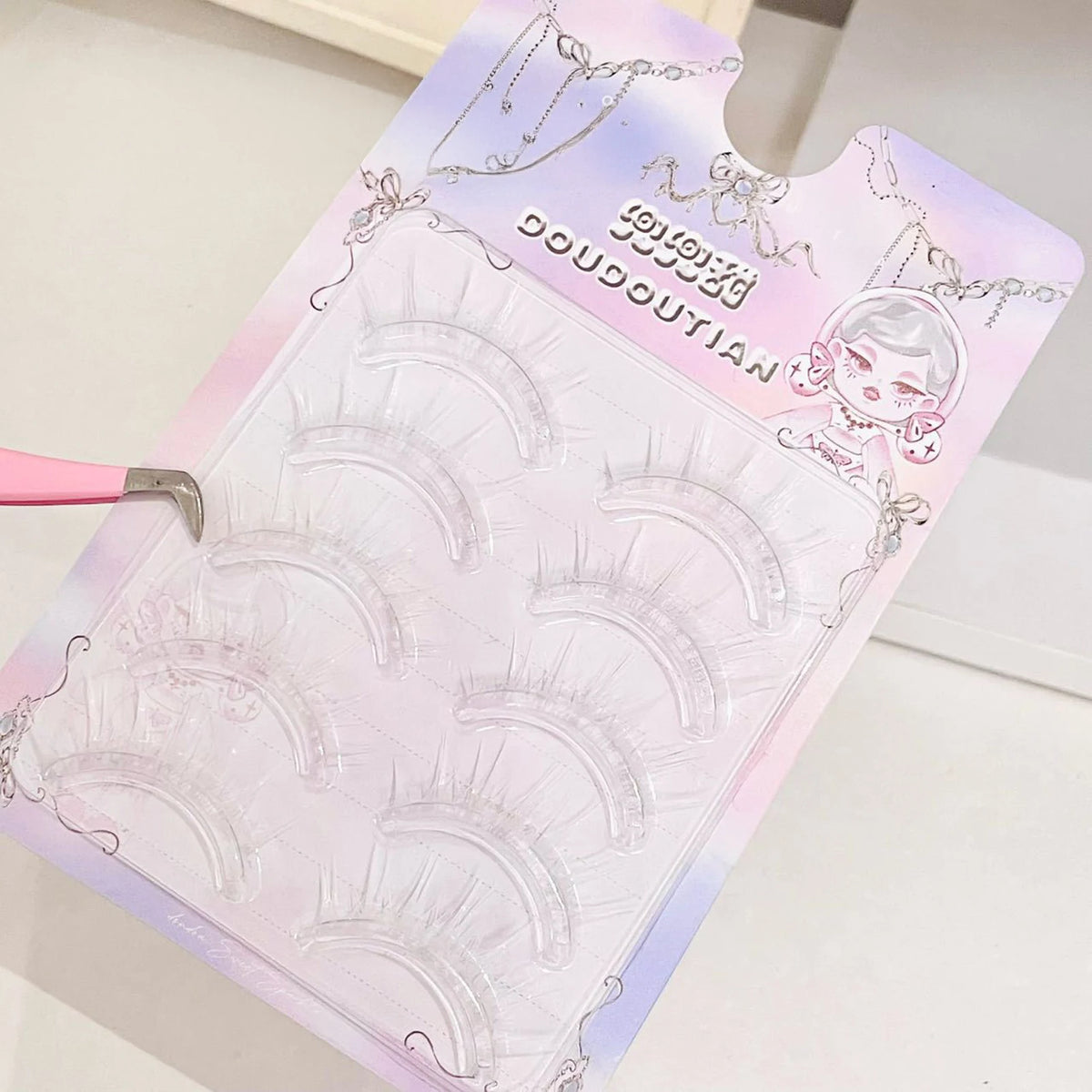 White lashes full strips Natural manga False Eyelashes DIY Wispy Strip lash For Women Halloween Christmas Party makeups