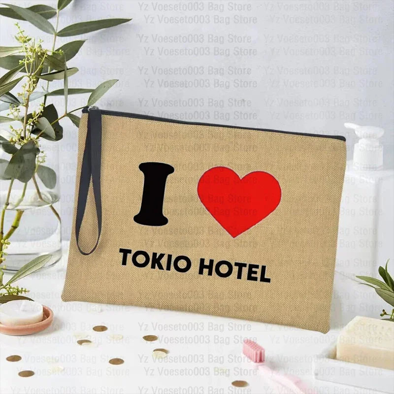 Tokio Hotel Canvas Makeup Cosmetic Party Lipstick Bags Travel Toiletry Pouch School Supplies Pencil Pouchs Teacher Gift Wash Bag