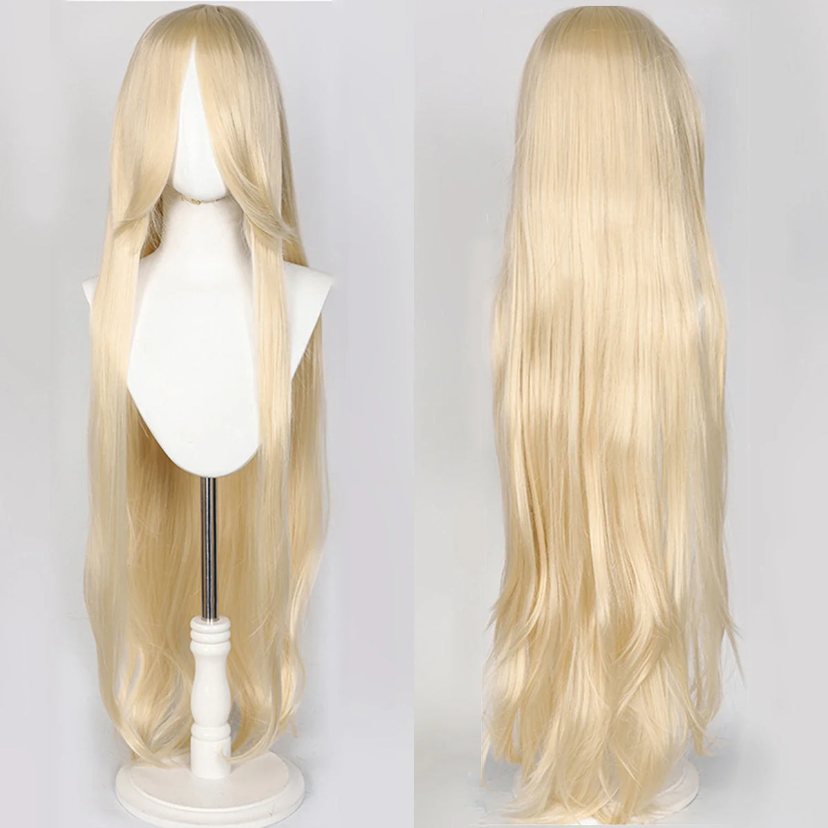 100CM Long Straight Wig With Bangs Synthetic Cosplay Wig For Women Pink Purple Cosplay Wigs For Halloween Party
