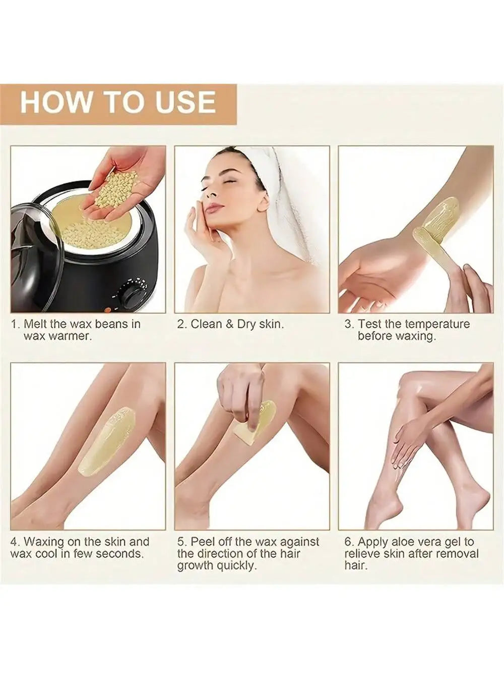 Waxing Kit Hair Removal Women Men Wax Warmer Hair Removal At Home With 5 Bags Wax Beans Body Waxing For Eyebrows Nose Cheeks Arm