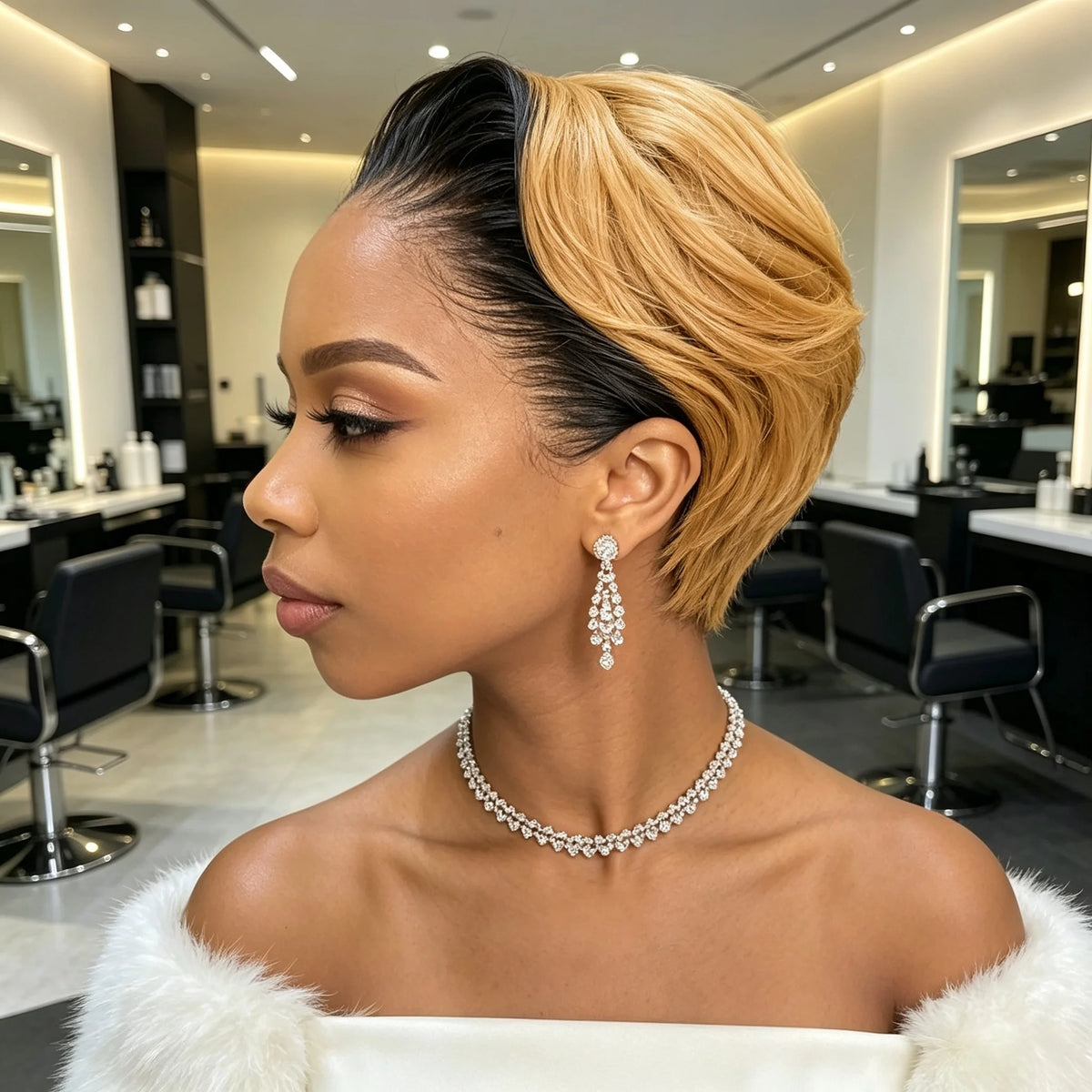 13x4 Lace Front Human Hair Wig Two Tone Honey Blonde & Black Short Straight Bob Wigs 180% Density For Women
