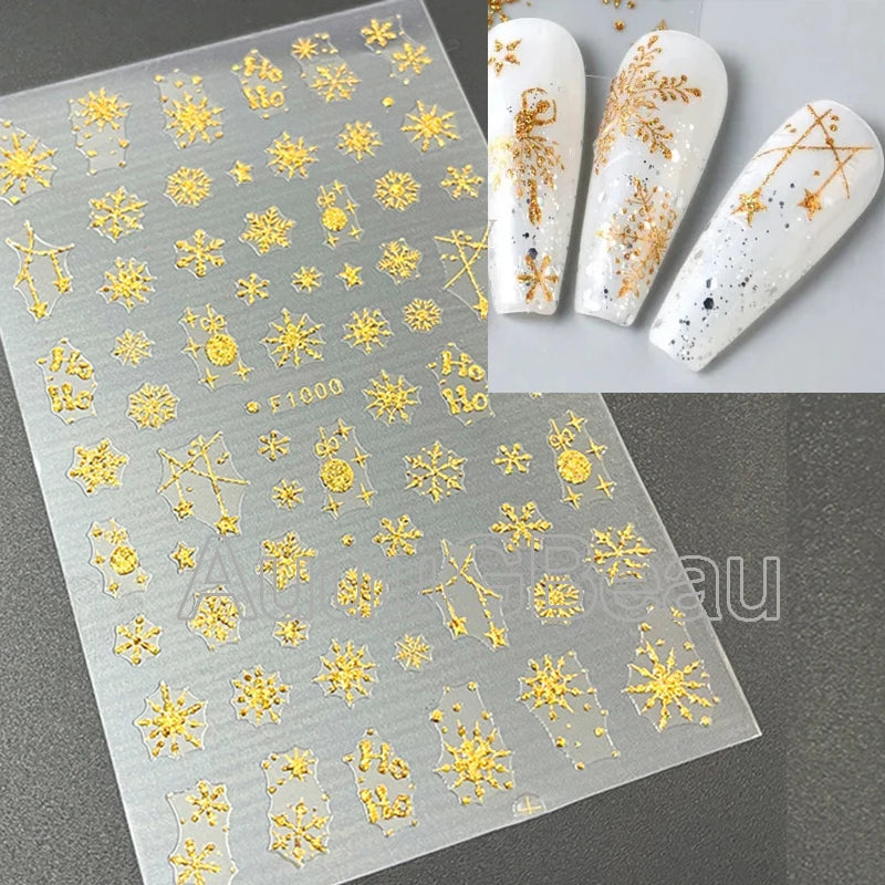 3d Nail Art Stickers Winter Christmas Trees Snow Mountains Xmas Snowflakes Decals For Nails Decoration Manicure Salon Beauty