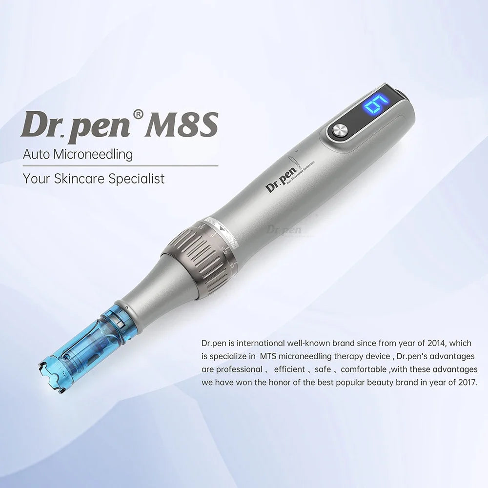 Dr Pen Ultima M8S With 2PCS 18pin Needle Kits Wireless Professional MTS Derma Pen Beauty Machine ≤0.25mm Needle US UK Local Ship