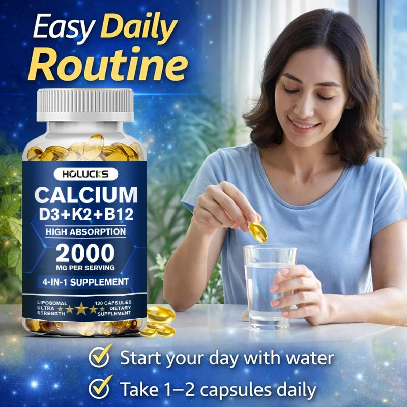 Calcium Supplements, with Vitamin D3 K2, Support Bone Muscle TeethHealth, Replenish Joints, Calcium Absorption