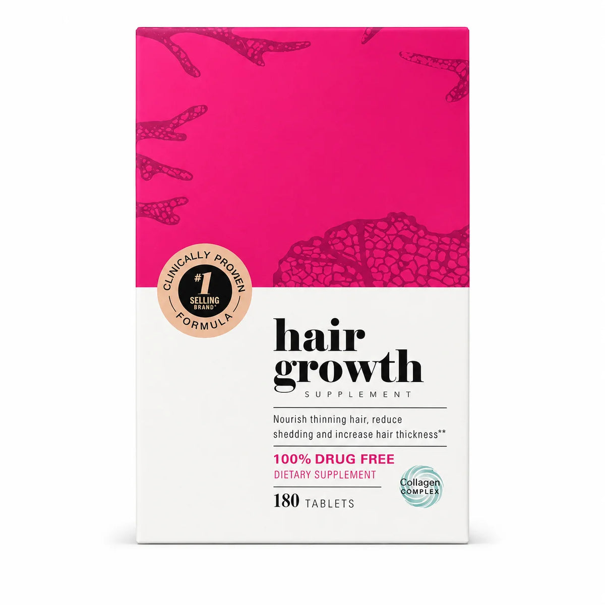 Hair Support Supplements for Women, Thicker Fuller-Looking Hair Beauty Support, with Biotin and Marine Collagen, 180 Tablets
