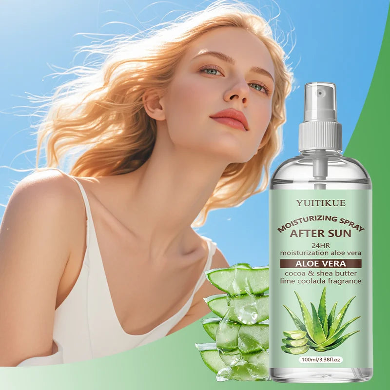 YUITIKUE Aloe Vera After Sun Repair Spray Cooling Hydrating Mist Soothe Sunburn Skin 24H Long Lasting Moisturizer