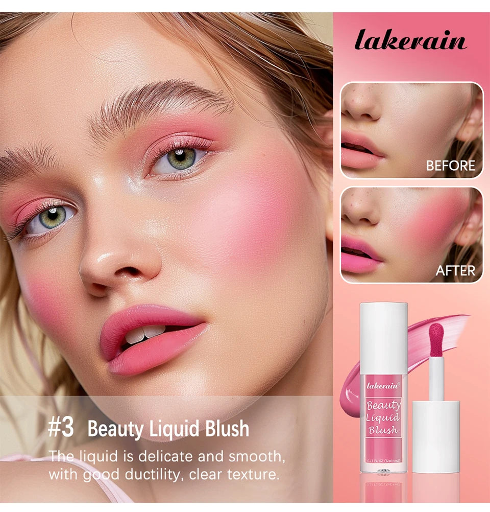 9 Shades Beauty Liquid Blush Lightweight Blendable Dewy Finish Liquid Cheek Tint Long‑Wearing Natural Flush Multi‑Use Face Blush Makeup