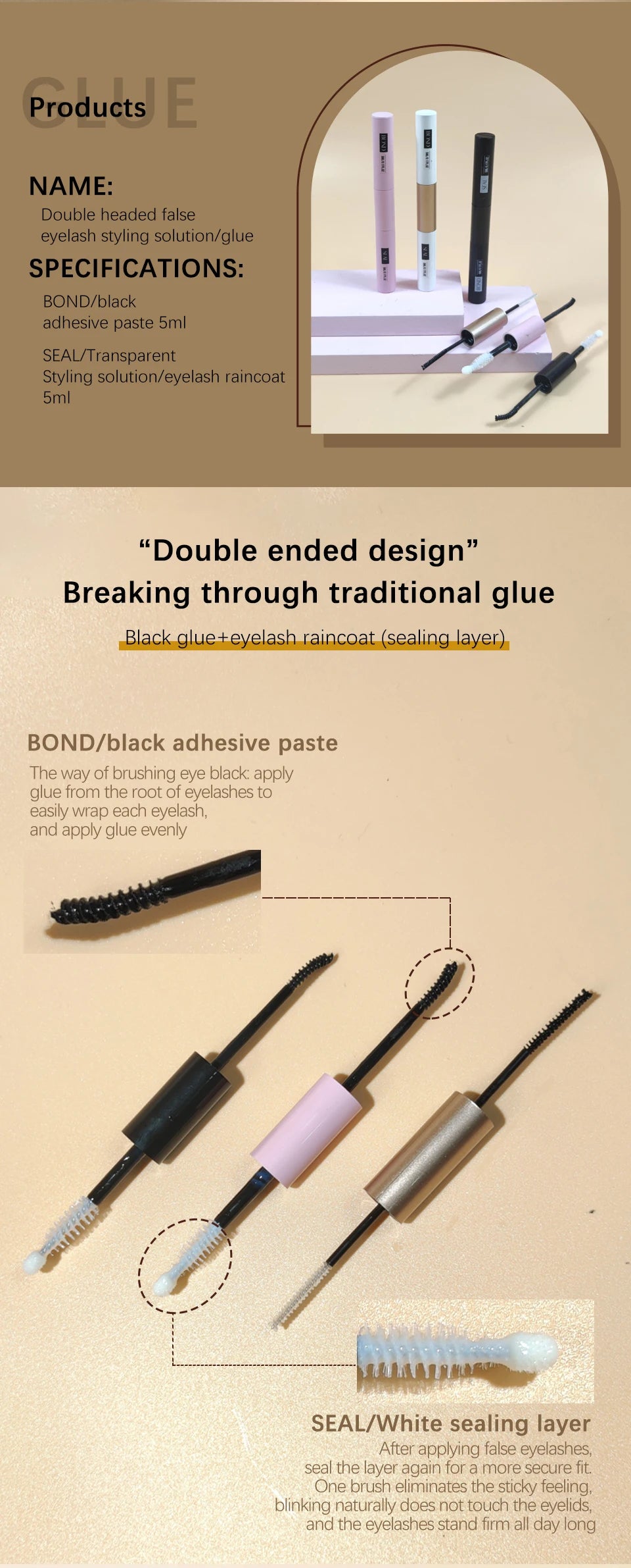 Lash Cluster Glue Bond and Seal Kit with Lash Glue Remover and Tweezers and Lash Brush for Lash Extension Clusters Makeup Tool,