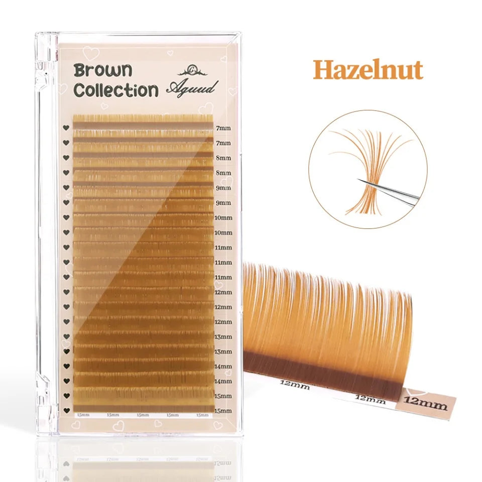 AGUUD Brown Classic Individual Eyelashes Russian Volume Lashes Colorful Premium 20Rows Cashmere Soft Dark Brown Lash Extensions