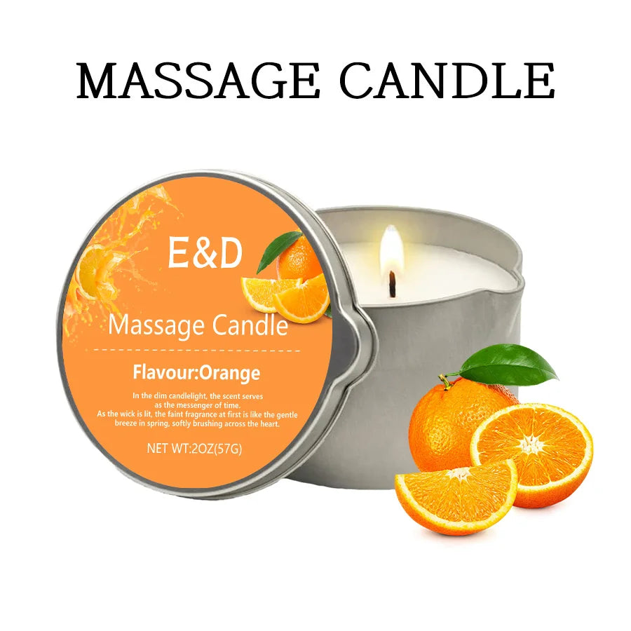 Orange Massage Oil Candle 2 oz, Body Massage Candle Melts Into Warm Body Oil, Moisturizing Aromatherapy Home Spa Gift For Women