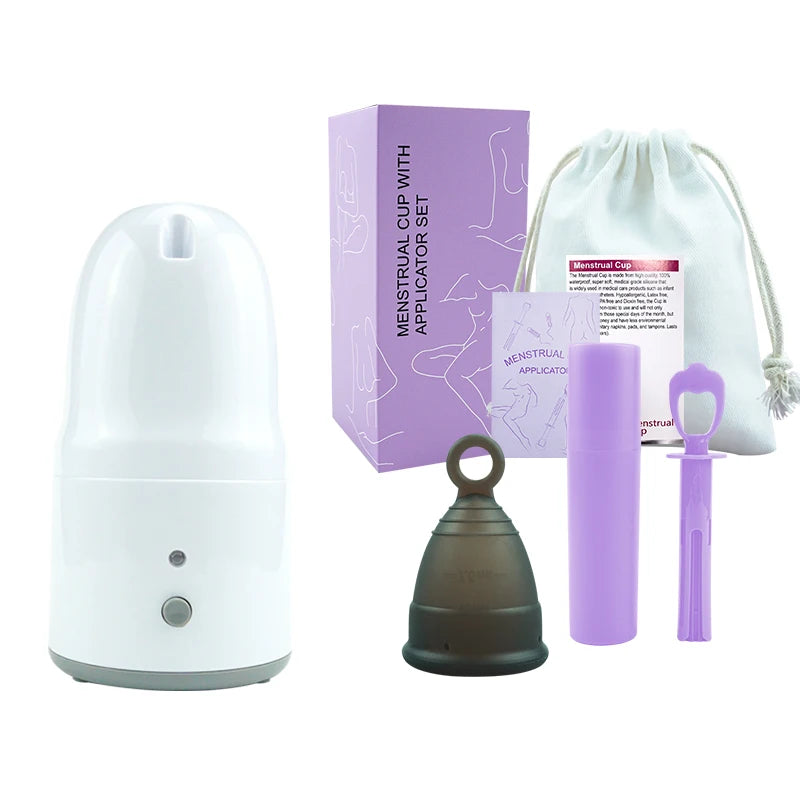 Certified Cup Kit Steam Sterilizer Applicator Reusable Soft Silicone Lady Cup Sterilization Women Health Care Feminine Hygiene