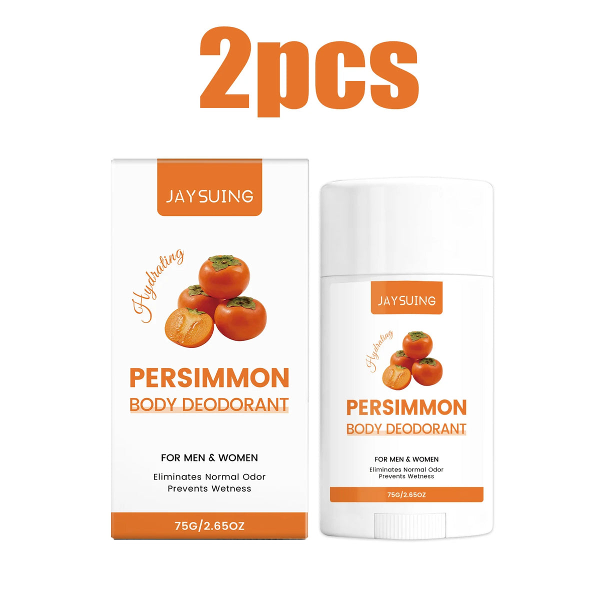 75g Persimmon Moisturizing Body Deodorant Stick Odor Control Anti Wetness Long Lasting Fresh for Underarm Care for Women Men
