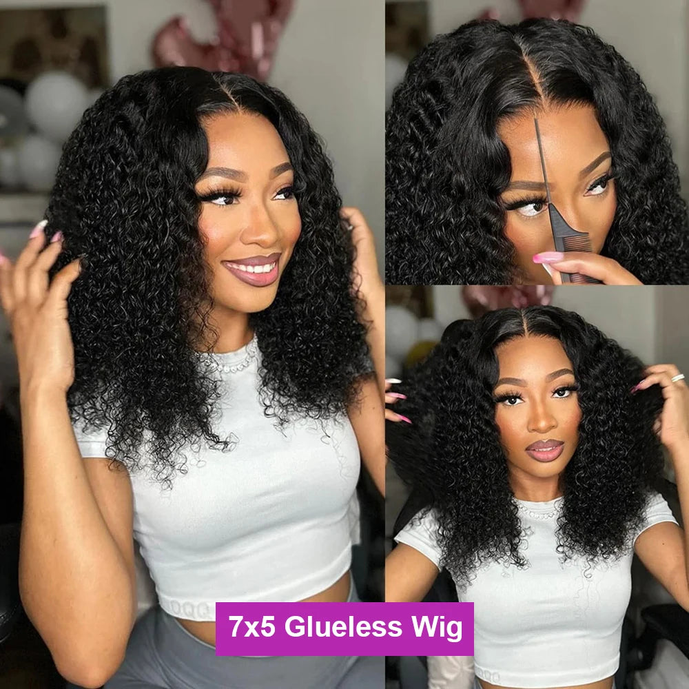 Brazilian Water Curly Lace Front Wig Short Bob Glueless Wigs Human Hair Deep Wave 13X6 Hd Lace Frontal Wig For Women 250 Density