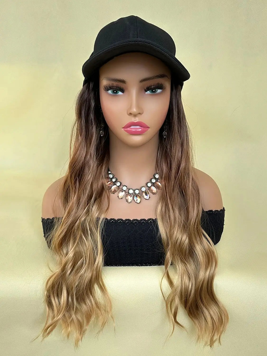 Baseball Hat Hooded Wig Hat Wig Wavy Curl Wig Synthetic Wig Beginners Friendly Heat Resistant Natural Looking For Daily Use