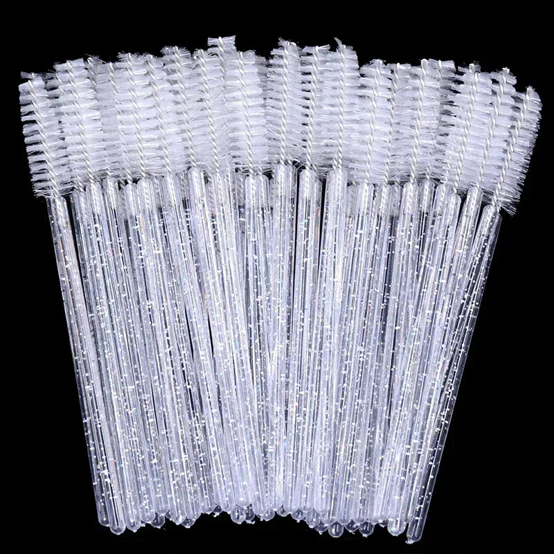 2025 Trend 100Pcs Disposable Mascara Wands -Lash Spoolies, Crystal Eyebrow Brush for Eyelash Extensions & Makeup Grooming