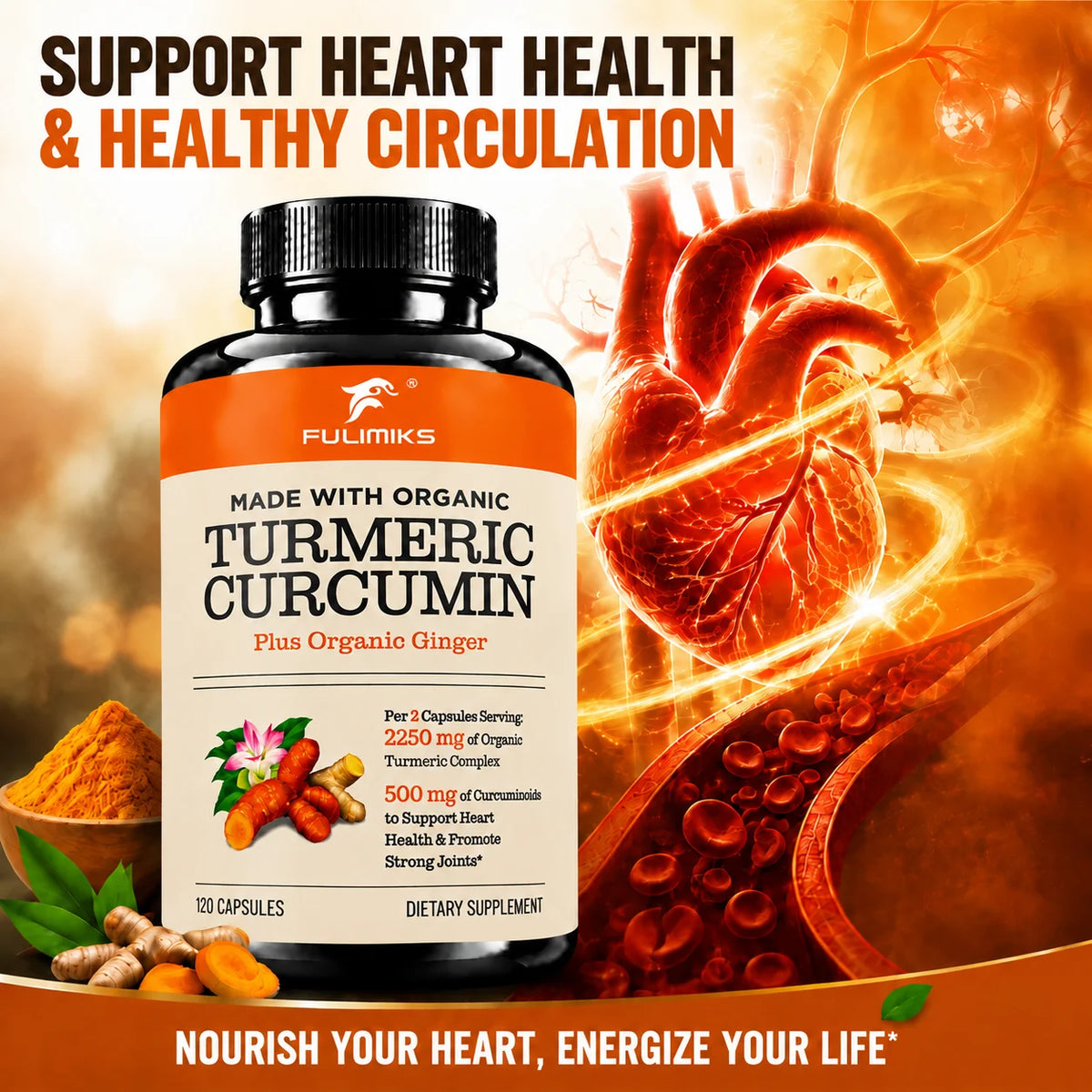 Curcumin Turmeric 2250mg, Advanced Absorption,with Curcuminoids, BioPerine Black Pepper Extract, Joint, Immune Health Support