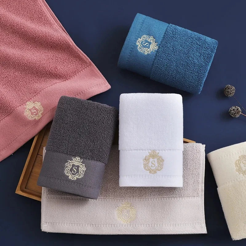 Cotton Towel Set 1/2/3PCS 34x74cm Face Hand Hair Towels & 70x140cm Big Bath Towel Cover - Absorbent Home Towels White Blue Cream