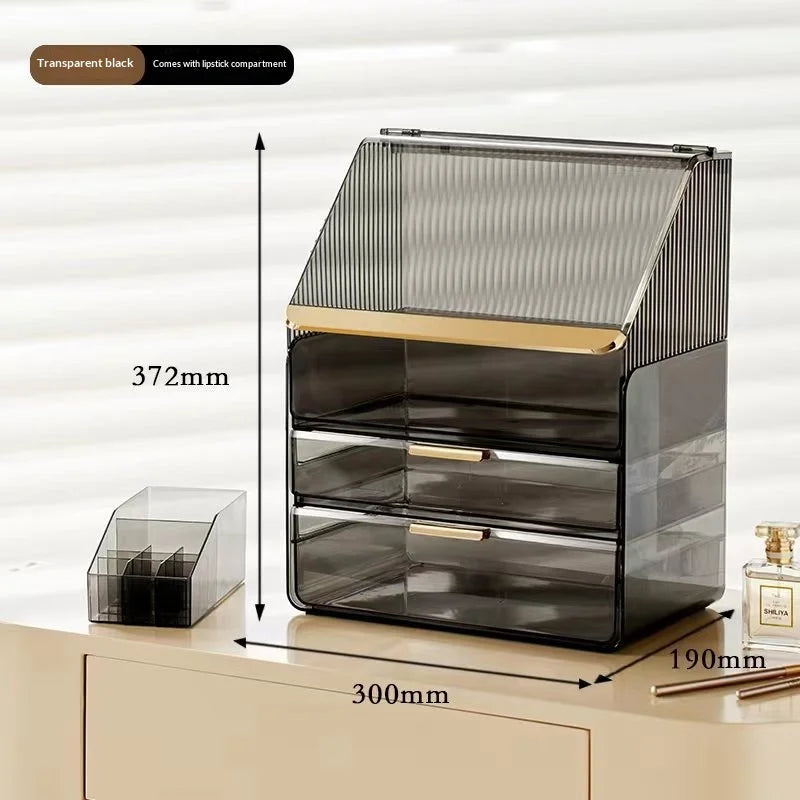 Makeup Organizer Countertop with Lid 3 Tiers Clear Skincare Cosmetic Display Storage Case for Vanity Bedroom Bathroom Dresser
