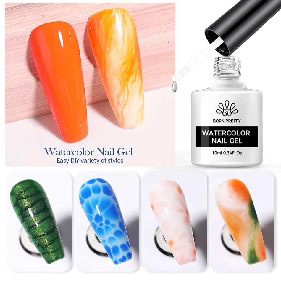 BORN PRETTY 10ml Clear Blooms Gel Polish UV LED Soak Off Nail Art Polish for Spreading Effect Marble Nail Polish Gel Painting