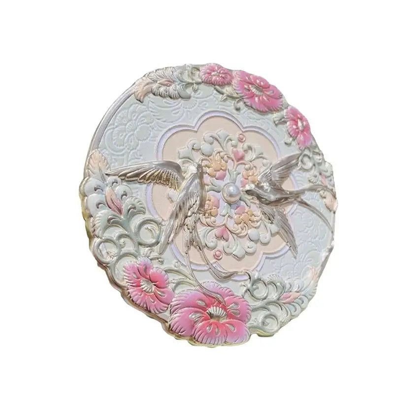 1Pcs Bird Metal Makeup Mirror Emboss Flower Pattern Cosmetic Mirror Exquisite Portable Chinese-style Makeup Mirror