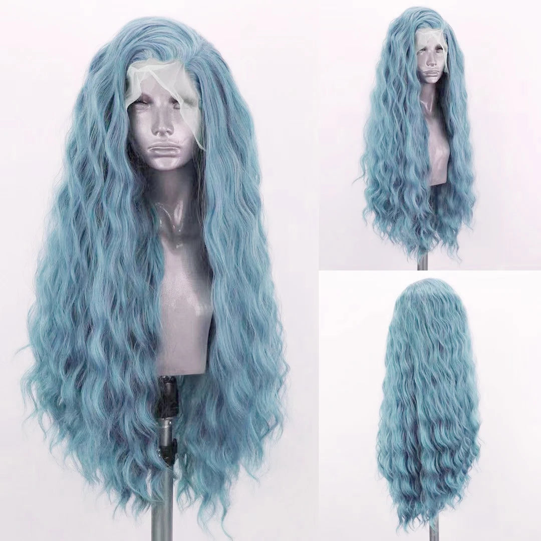 AIMEYA Platinum Wigs for Women Mix Blonde Synthetic Lace Front Wig Black Long Natural Wave Synthetic Hair Wig Daily Use Cosplay