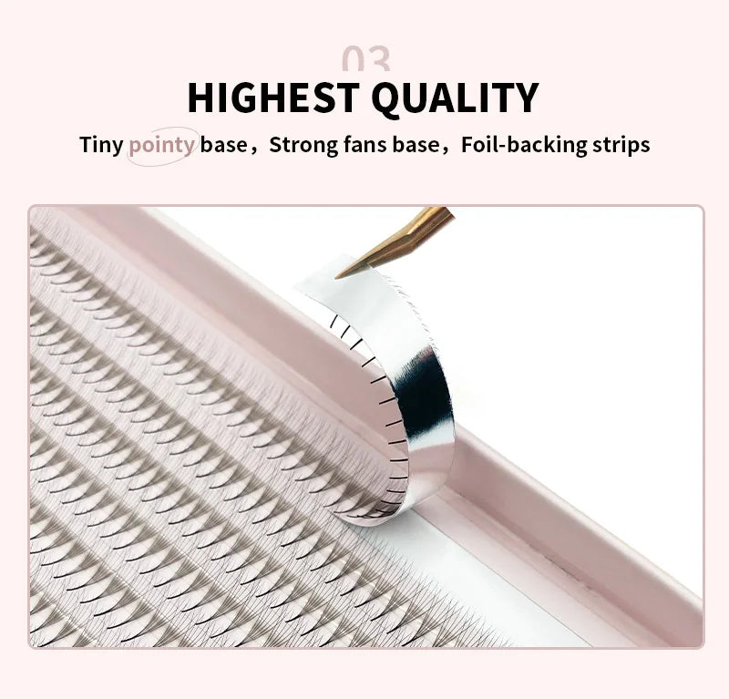 Narrow 2400 Fans Lashes XXL Mega Tray Premade Narrow Volume Fan Ultra Dark Pointy Base Promade Fans Eyelash Extensions Supplies