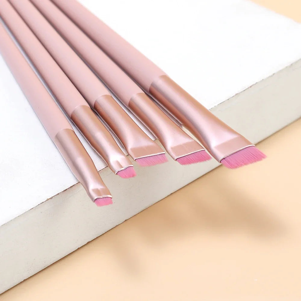 Pink Black Eye Makeup Brushes Flat Eyebrow Eyeliner Brush Professional Angled Wooden Eyeshadow Brushes Make Up Cosmetics Tools
