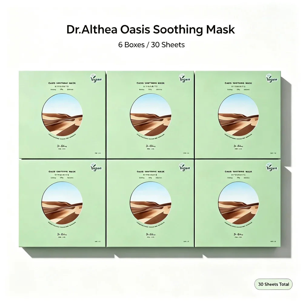 Dr.Althea Oasis Soothing Face Mask 5pcs Vegan, Resurrection Plant Hydrating Mask Sheet for Dry Sensitive & After Sun Skin