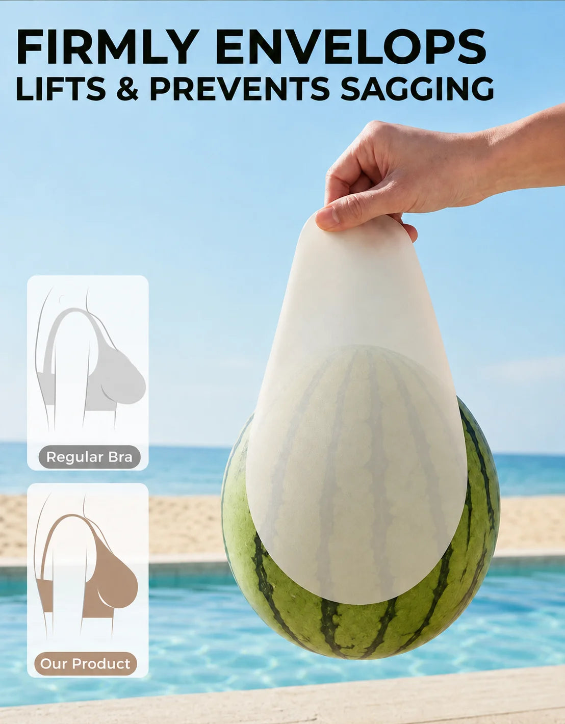2PCS Reusable Invisible Breast Lift Pads, Teardrop Silicone Adhesive Bra Pads, Ultra-Thin Edge Seamless Nipple Covers For Strapl