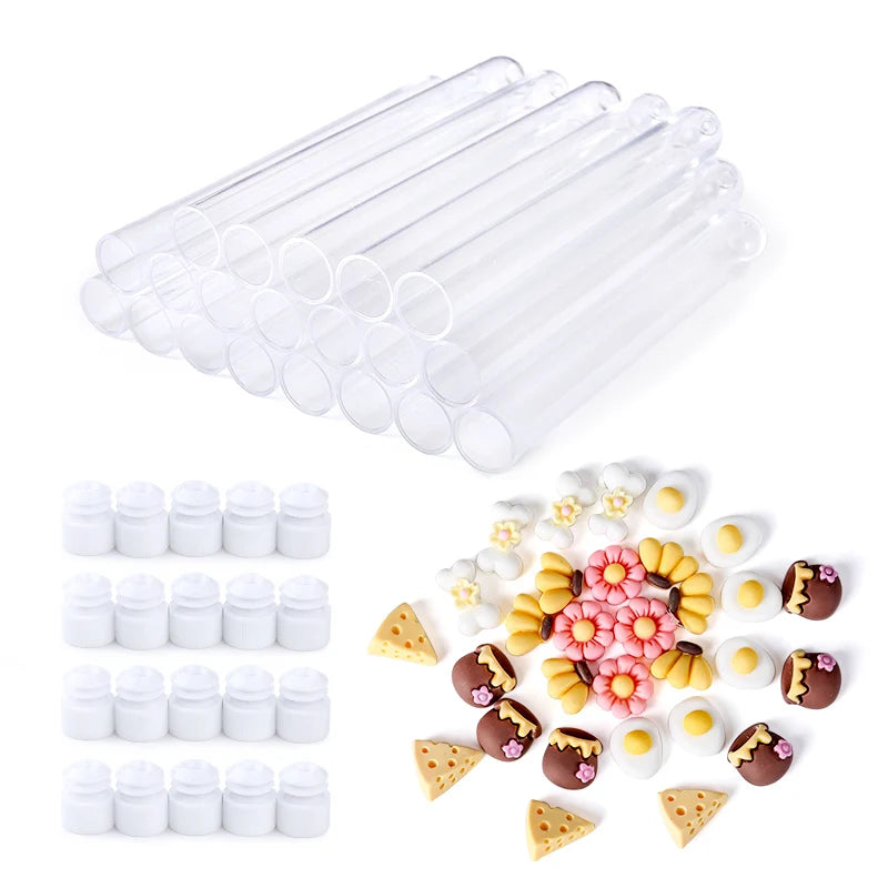 20Pcs DIY Christmas Eyelash Brush Tube Reusable Eyebrow Brush Dust-proof Lash Extension Supplies Stick Resin Decoration Handmade
