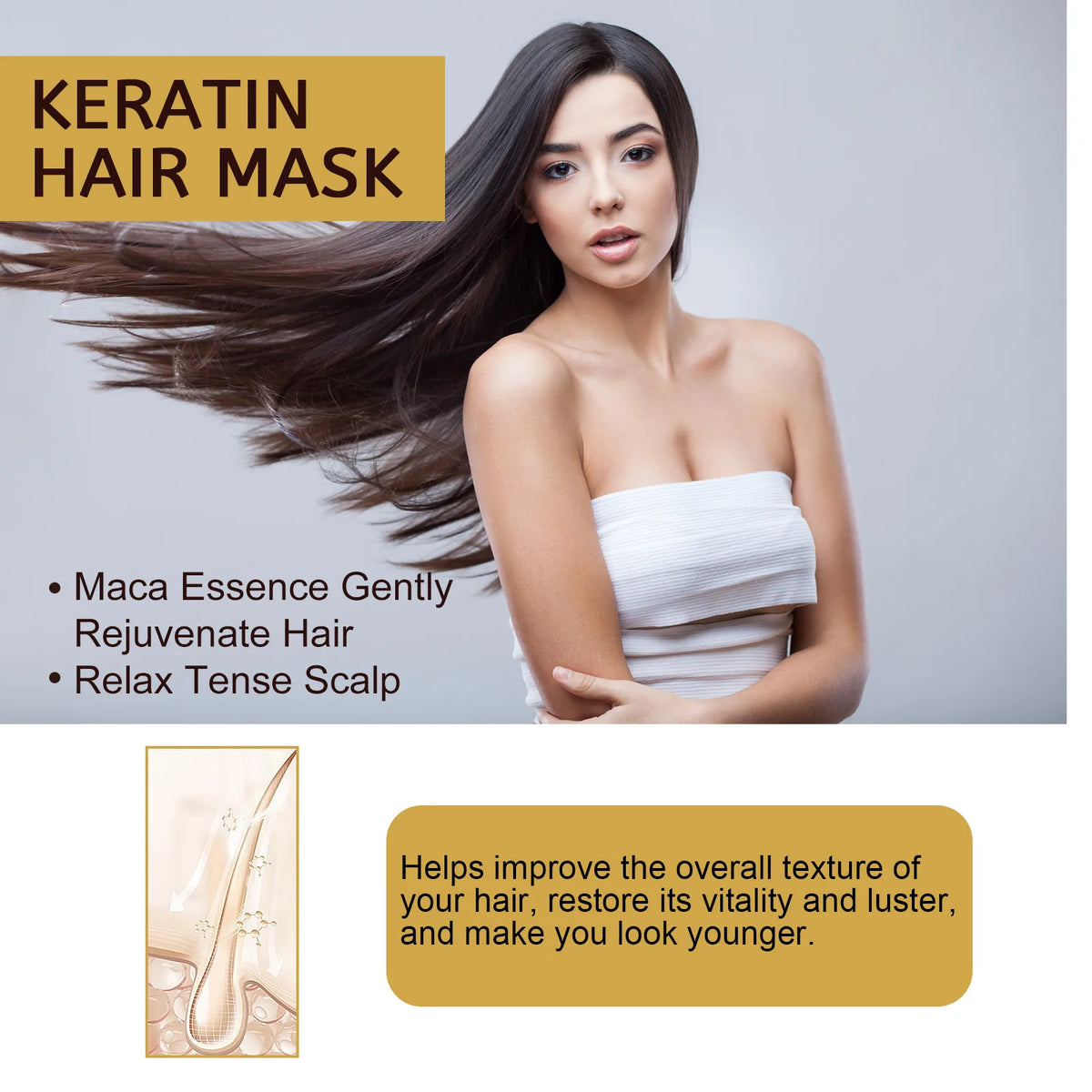 Collagen Hair Mask Treatment Deep Repair Conditioning Collagen Hair Mask Essence for Dry Frizz Damaged Repair Hair Conditioner