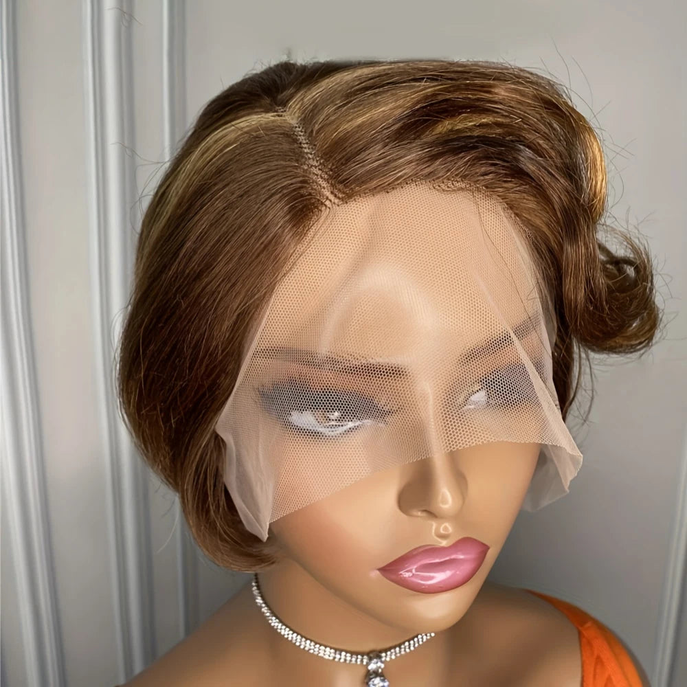 Pixie Cut Wig Transparent Lace Human Hair Wigs Short Bob Wig T Part Lace Wig Prepluck Brazilia Human Hair For Women