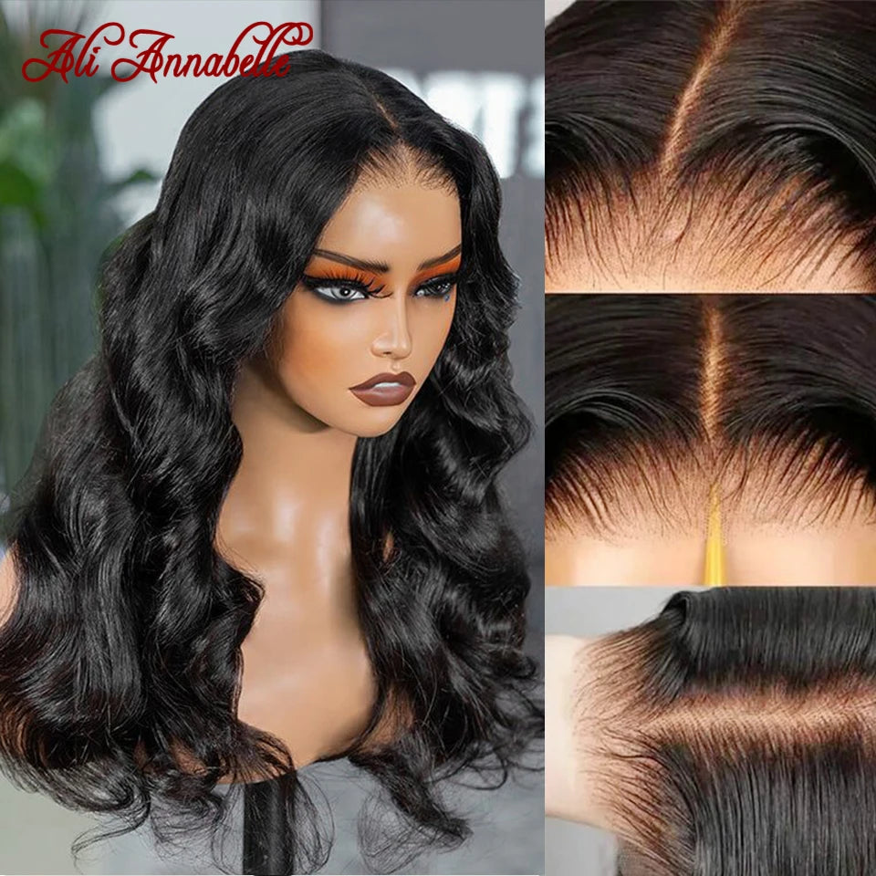 Ali Annabelle Glueless Body Wave Human Hair Wigs 6x5 Pre Cut Glueless Wig Full Lace Frontal Wigs Preplucked Hair Wigs Human Hair