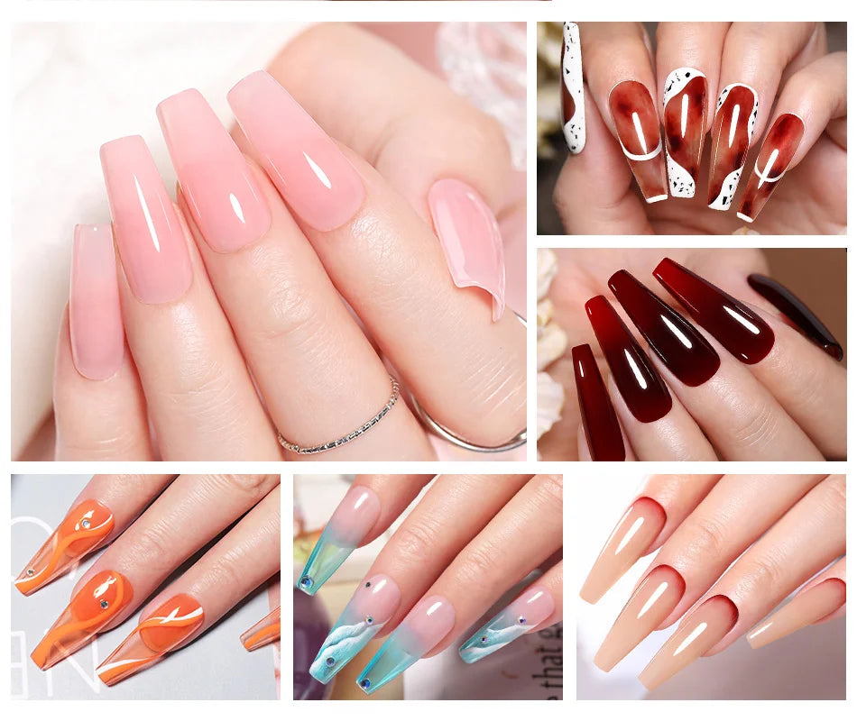 BORN PRETTY 10ml Jelly Nude Gel Nail Polish 50 Colors Semi Transparent Nail Art Nail Supplies Soak off UV LED Nails Gel Varnish
